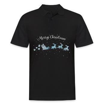 Merry Christmas Weihnachtsmann Schlitten Rentier - Männer Poloshirt - Schwarz - Vorne - Kai (181cm)