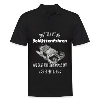 Schlitten fahren Rodeln Wintersport Weihnachten - Männer Poloshirt - Schwarz - Vorne - Kai (181cm)