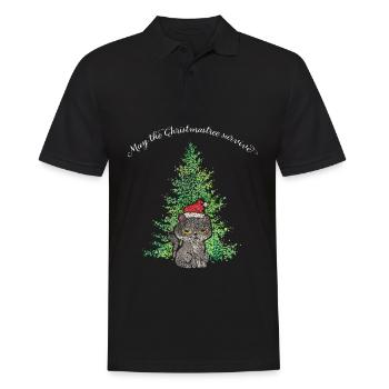 Weihnachtsmuffel Catmas Katze Anti Christbaum - Männer Poloshirt - Schwarz - Vorne - Kai (181cm)
