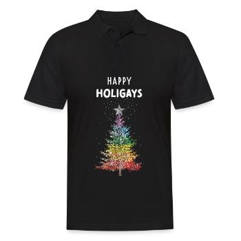 Christmas Tree Gay LGBTQ Pride Christmas Tree - Men's Polo Shirt - black - Front - Kai (181cm)