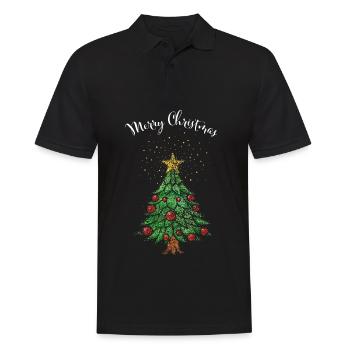 Merry Christmas Weihnachtsbaum Christbaum - Männer Poloshirt - Schwarz - Vorne - Kai (181cm)