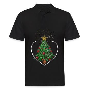 Arbre de Noël Arbre de Noël poinsettia - Polo Homme - noir - Devant - Kai (181cm)