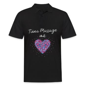 Tuina Massage mit Herz Masseurin Fussmassage - Männer Poloshirt - Schwarz - Vorne - Kai (181cm)