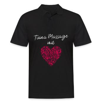 Tuina Massage mit Herz Masseurin Relfexzone Fuss - Männer Poloshirt - Schwarz - Vorne - Kai (181cm)