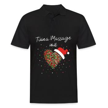 Tuina Massage mit Herz Masseurin Nikolausmütze - Männer Poloshirt - Schwarz - Vorne - Kai (181cm)