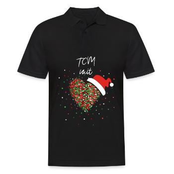 TCM mit Herz Nikolausmütze Weihnachtsmotiv - Männer Poloshirt - Schwarz - Vorne - Kai (181cm)