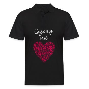 Qigong mit Herz Altnernative Medizinerin Yin-Yang - Männer Poloshirt - Schwarz - Vorne - Kai (181cm)