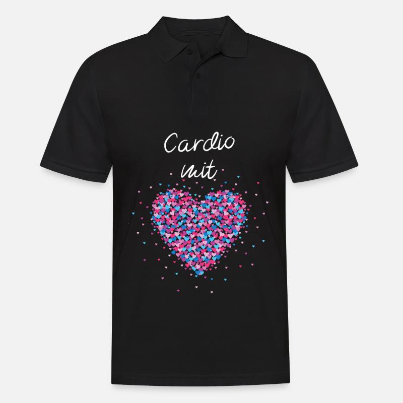Cardio mit Herz Cardiotraining Krafttraining - Männer Poloshirt - Schwarz