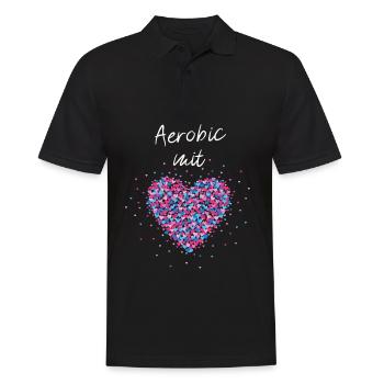 Aerobic mit Herz rhytmische Bewegung Sport Musik - Männer Poloshirt - Schwarz - Vorne - Kai (181cm)