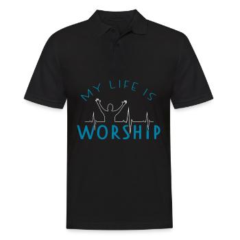 Worship Lobpreis Herzschlag Kirche Glaube Christ - Männer Poloshirt - Schwarz - Vorne - Kai (181cm)