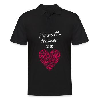 Fußballtrainer mit Herz Fußball Fußballspiele - Männer Poloshirt - Schwarz - Vorne - Kai (181cm)