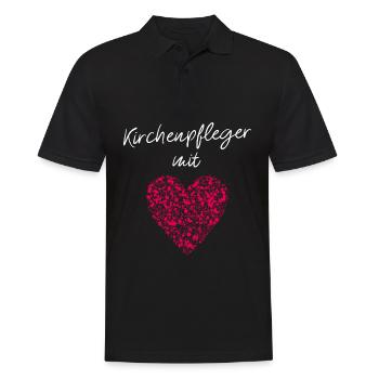 Kirchenpfleger mit Herz Katholisch Kirche Ehrenamt - Männer Poloshirt - Schwarz - Vorne - Kai (181cm)