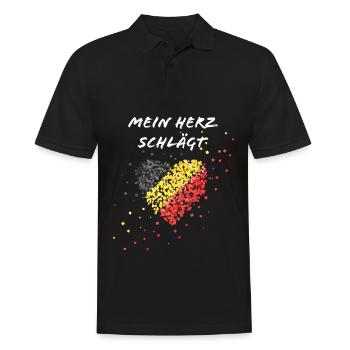 Belgium flag heartbeat Belgium Belgium flag - Men's Polo Shirt - black - Front - Kai (181cm)