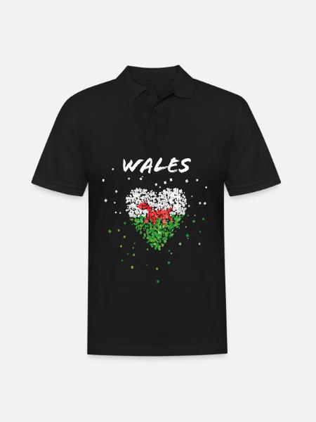 Wales Walesflagge Walesfahne Walesfan Fahne Flagge - Männer Poloshirt - Schwarz