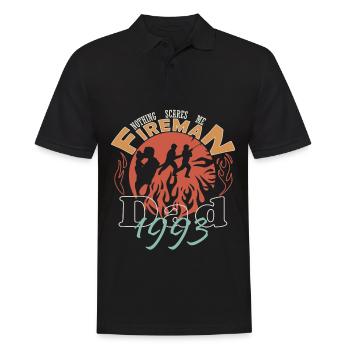 1993 Feuerwehrmann Papa Feuerwehr - Männer Poloshirt - Schwarz - Vorne - Kai (181cm)