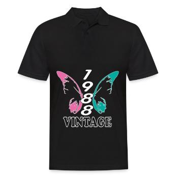 Januar 1988 Geburtstagsgruss retro design - Männer Poloshirt - Schwarz - Vorne - Kai (181cm)