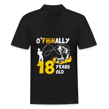 18. Geburtstag Angeln 1975 Jahrgang Fischer Angler - Männer Poloshirt - Schwarz - Vorne - Kai (181cm)