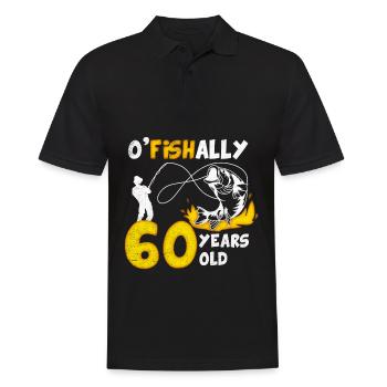 60. Geburtstag Angeln 1963 Jahrgang Fischer Angler - Männer Poloshirt - Schwarz - Vorne - Kai (181cm)