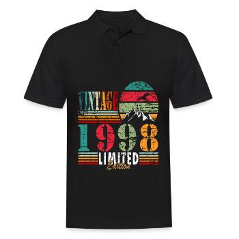 1998 Birthday present - Men's Polo Shirt - black - Front - Kai (181cm)