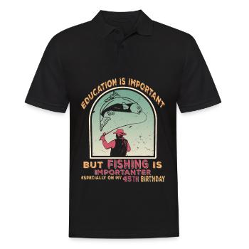45 Years Gift 45 Birthday Angler Fishing - Men's Polo Shirt - black - Front - Kai (181cm)
