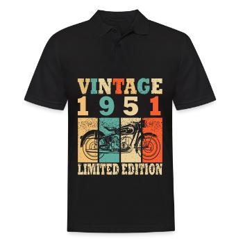 1951 Né anniversaire motard motard cadeau - Polo Homme - noir - Devant - Kai (181cm)