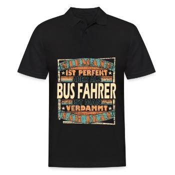 Busfahrer Bus Geschenk Geschenkidee Herren Mann - Männer Poloshirt - Schwarz - Vorne - Kai (181cm)