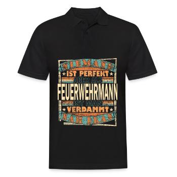 Feuerwehrmann Spruch Geschenkidee - Männer Poloshirt - Schwarz - Vorne - Kai (181cm)