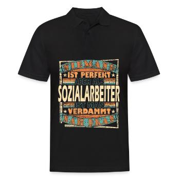 Sozialarbeiter Held Aufgaben Sozialpädagoge Beruf - Männer Poloshirt - Schwarz - Vorne - Kai (181cm)