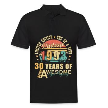 30. Geburtstag Jahrgang 1993 Best of 1993 30 Jahre - Männer Poloshirt - Schwarz - Vorne - Kai (181cm)