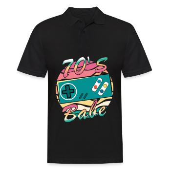 Gamer Girl Babe Retro 70s 70s 1970 - Men's Polo Shirt - black - Front - Kai (181cm)