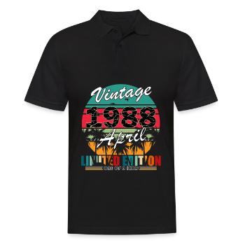 April 1988. Best birthday present April 1988. - Men's Polo Shirt - black - Front - Kai (181cm)