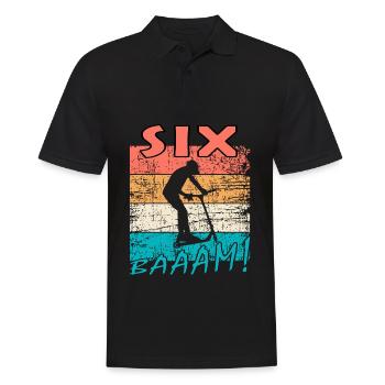 Scooter Stuntscooter 6. Geburtstag 6 - Männer Poloshirt - Schwarz - Vorne - Kai (181cm)