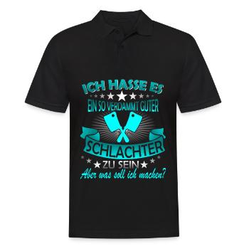 Fleischer Metzger Fleischerei Metzgerei Geschenk - Männer Poloshirt - Schwarz - Vorne - Kai (181cm)