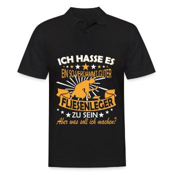 Fliesenleger gutaussehen Lustig Spruch - Männer Poloshirt - Schwarz - Vorne - Kai (181cm)