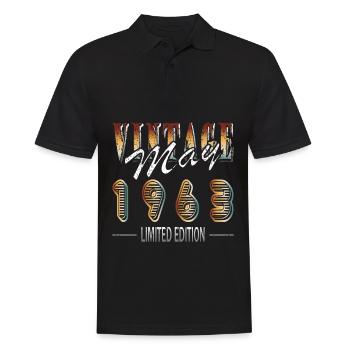 Birthday: May 1963 - Limited Edition Retro - Men's Polo Shirt - black - Front - Kai (181cm)