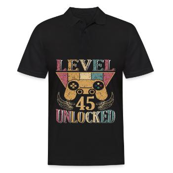 45e anniversaire Niveau 45 débloqué - Polo Homme - noir - Devant - Kai (181cm)