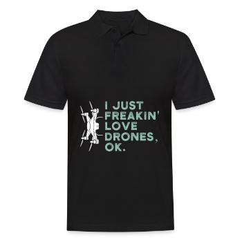 Drohne Pilot - Männer Poloshirt - Schwarz - Vorne - Kai (181cm)