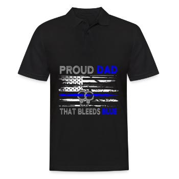Proud Dad Polizist Polizei USA Geschenk - Männer Poloshirt - Schwarz - Vorne - Kai (181cm)