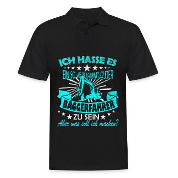 Baggerfahrer Spruch - Männer Poloshirt - Schwarz - Vorne - Kai (181cm)