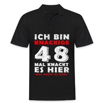 48. Geburtstag Mann Jahrgang 48 Jahre alt Spruch - Männer Poloshirt - Schwarz - Vorne - Kai (181cm)