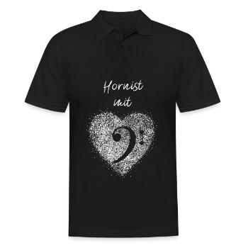 Hornist mit Herz Waldhorn Musik Notenschlüssel - Männer Poloshirt - Schwarz - Vorne - Kai (181cm)