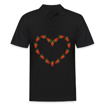 Strawberry, Fruits, Berries, Heart, Fruit Salad, Vegetarian - Men's Polo Shirt - black - Front - Kai (181cm)