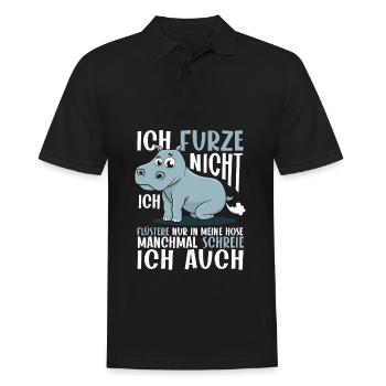 Pups Nilpferd | Ich Furze Nicht - flüstere in Hose - Männer Poloshirt - Schwarz - Vorne - Kai (181cm)