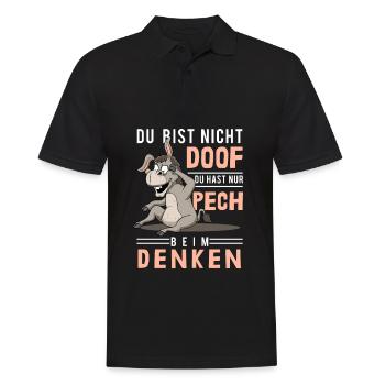 Pech beim Denken, Dummheit, Doof, dummer Esel - Männer Poloshirt - Schwarz - Vorne - Kai (181cm)