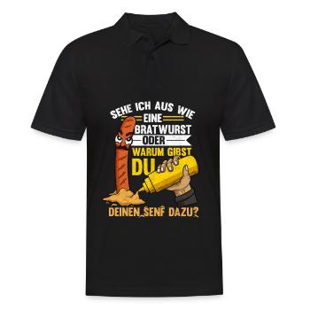 Imbiss Spruch, Senf dazugeben, Bratwurst - Männer Poloshirt - Schwarz - Vorne - Kai (181cm)