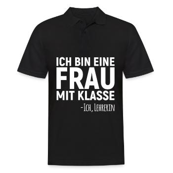 Ich bin eine Frau mit Klasse also Lehrerin - Männer Poloshirt - Schwarz - Vorne - Kai (181cm)