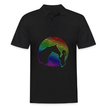 Buntes Pferde und Reiter Reiten - Männer Poloshirt - Schwarz - Vorne - Kai (181cm)