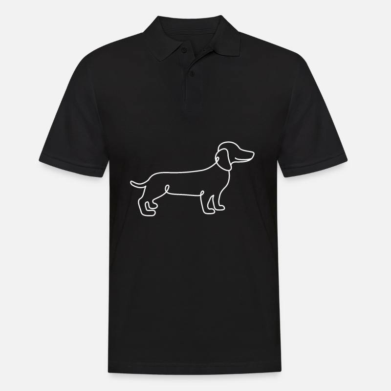 Single Line Design - Dackel - Männer Poloshirt - Schwarz