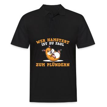 Wer hamstert ist zu faul zum Plündern - Prepper - Männer Poloshirt - Schwarz - Vorne - Kai (181cm)