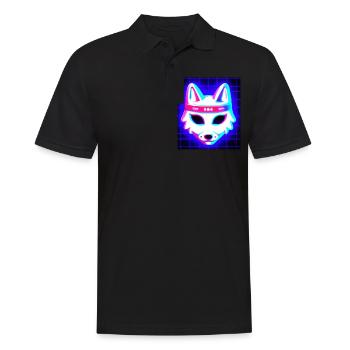Kitsun Vaporwave Japanese Kami Vaporwave Kitsune - Men's Polo Shirt - black - Front - Kai (181cm)